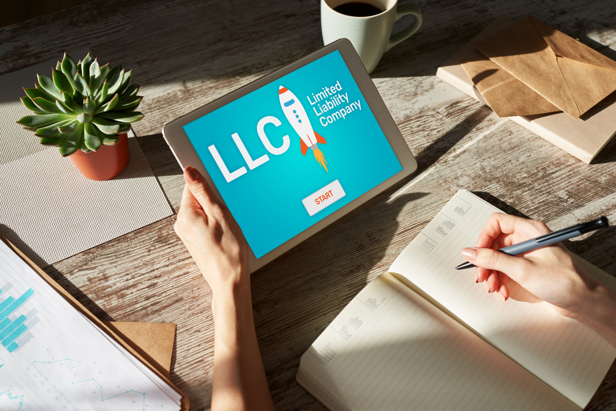 LLC Limited Liability Company. Business strategy and technology concept.